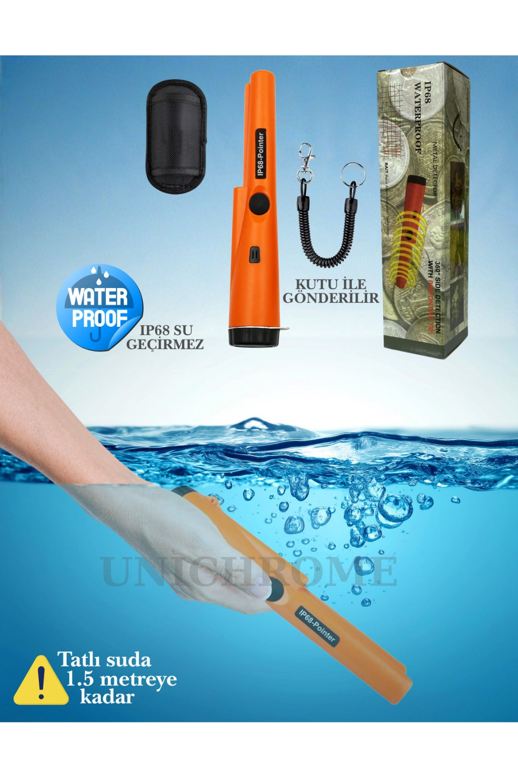 Yeraltı Su Geçirmez LP68 Altın Metal El Dedektörü