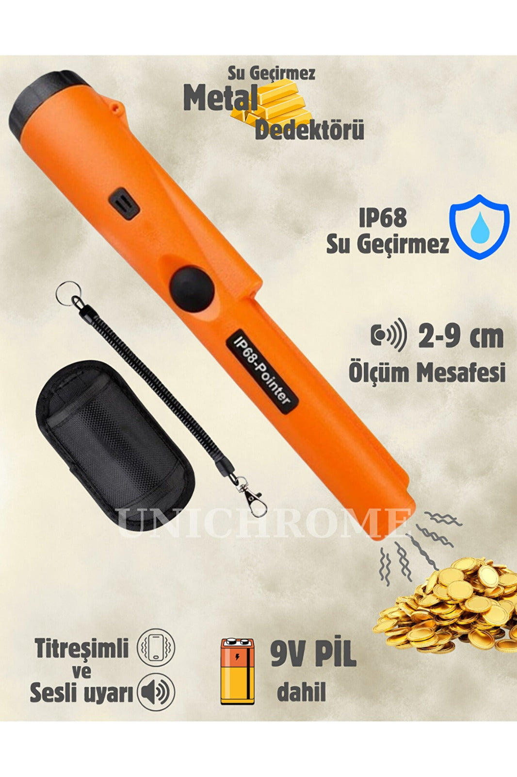 Yeraltı Su Geçirmez LP68 Altın Metal El Dedektörü